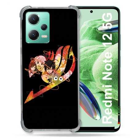 Coque Renforcée En Verre Trempé Pour Xiaomi Redmi Note 12 5G Manga Fairy Tail Logo Noir