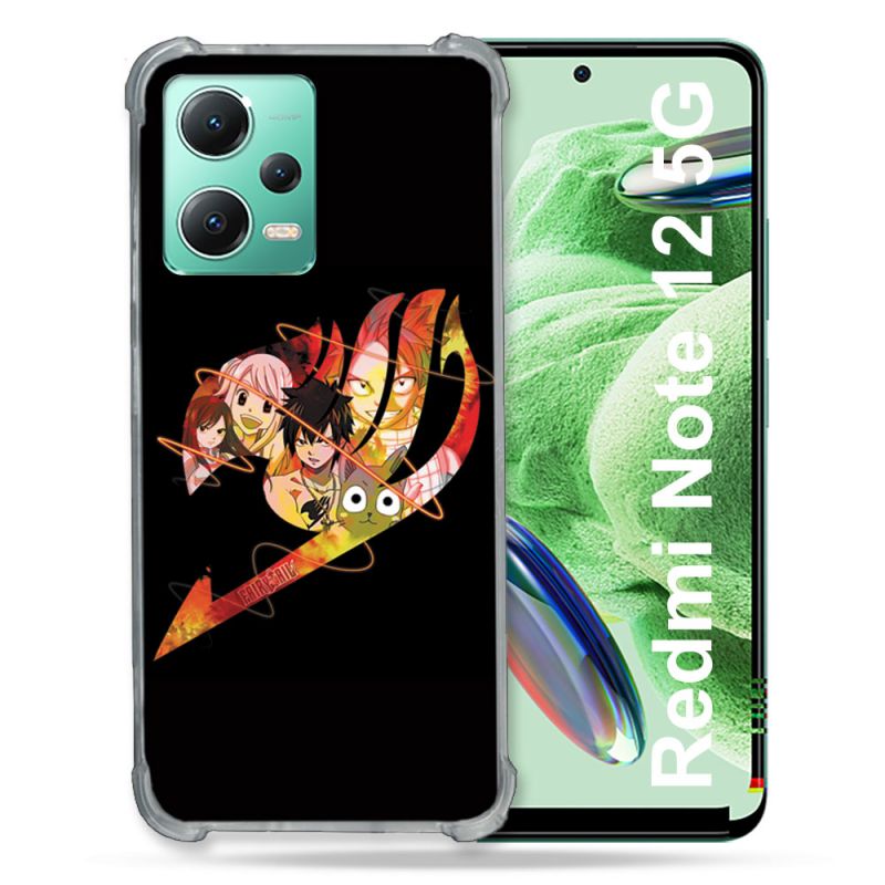 Coque Renforcée En Verre Trempé Pour Xiaomi Redmi Note 12 5G Manga Fairy Tail Logo Noir
