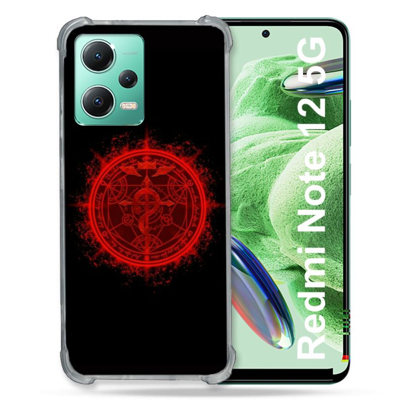 Coque Renforcée En Verre Trempé Pour Xiaomi Redmi Note 12 5G Manga Fullmetal Alchemist Logo