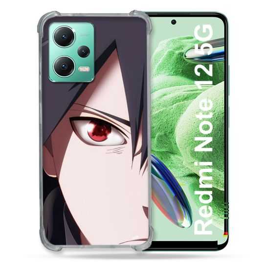 Coque Renforcée En Verre Trempé Pour Xiaomi Redmi Note 12 5G Manga Naruto Sasuke visage