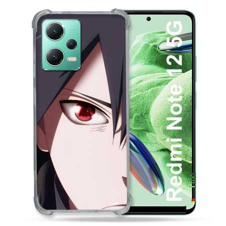 Coque Renforcée En Verre Trempé Pour Xiaomi Redmi Note 12 5G Manga Naruto Sasuke visage