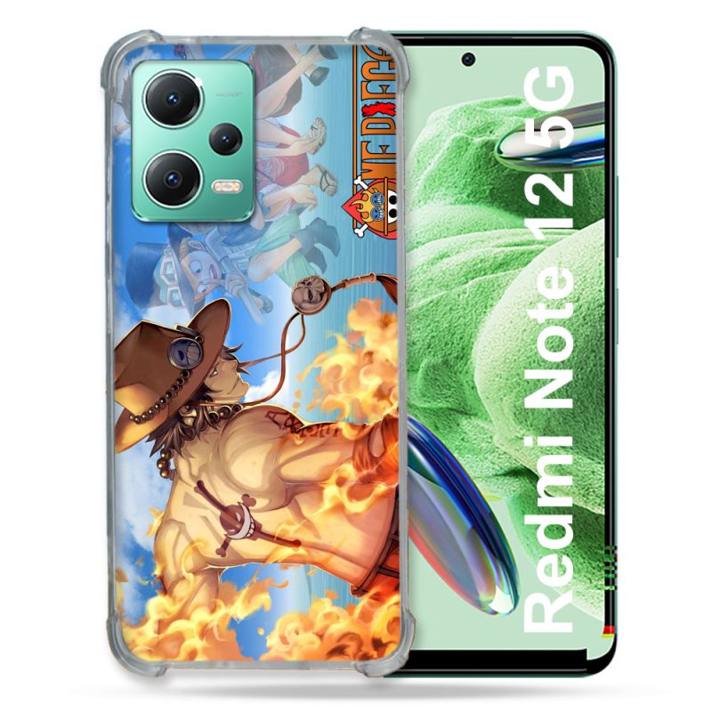 Coque Renforcée En Verre Trempé Pour Xiaomi Redmi Note 12 5G Manga One Piece Ace Color