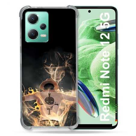 Coque Renforcée En Verre Trempé Pour Xiaomi Redmi Note 12 5G Manga One Piece Ace Noir