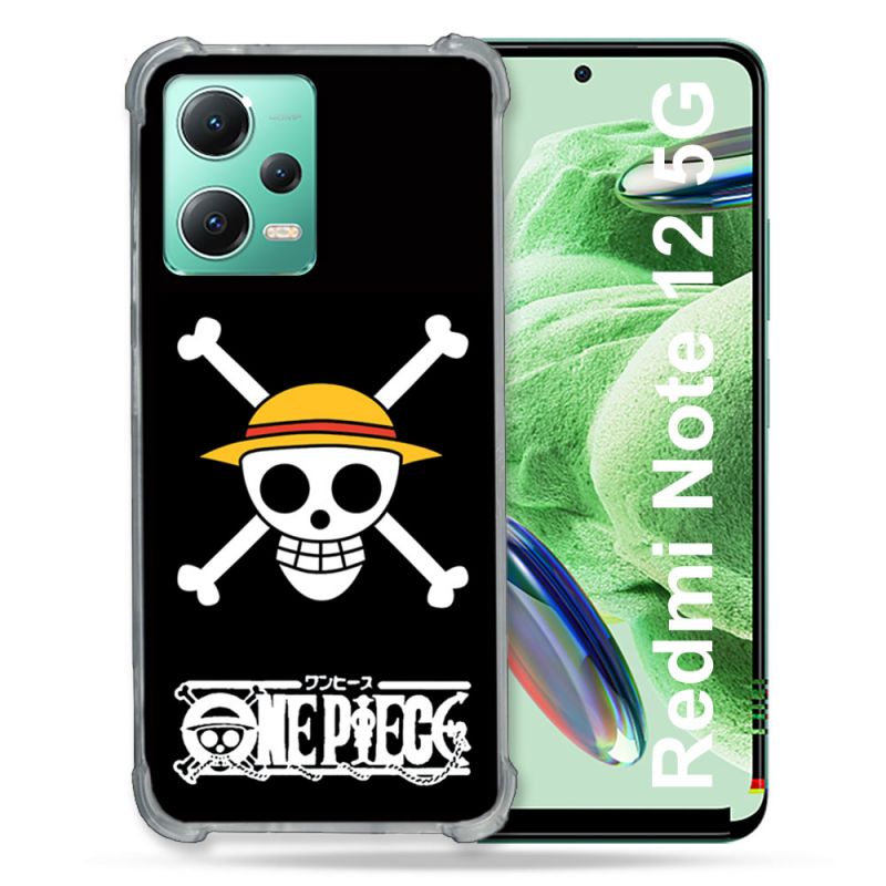 Coque Renforcée En Verre Trempé Pour Xiaomi Redmi Note 12 5G Manga One Piece Tete de Mort