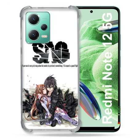 Coque Renforcée En Verre Trempé Pour Xiaomi Redmi Note 12 5G Manga SAO sword Art Online Blanc