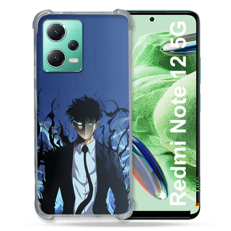 Coque Renforcée En Verre Trempé Pour Xiaomi Redmi Note 12 5G Manga Solo Leveling Sung Bleu