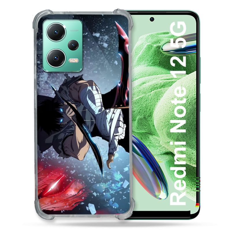Coque Renforcée En Verre Trempé Pour Xiaomi Redmi Note 12 5G Manga Solo Leveling Sung Epee