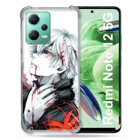 Coque Renforcée En Verre Trempé Pour Xiaomi Redmi Note 12 5G Manga Tokyo Ghoul Kaneki Blanc