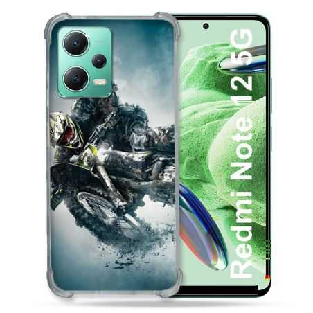 Coque Renforcée En Verre Trempé Pour Xiaomi Redmi Note 12 5G Moto Cross Ombre
