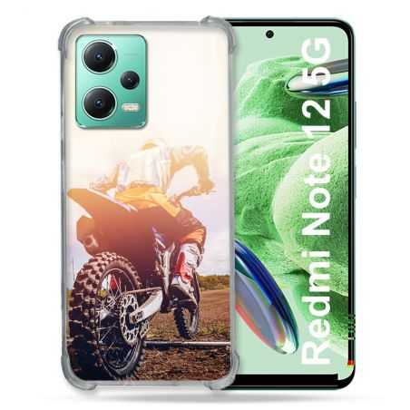 Coque Renforcée En Verre Trempé Pour Xiaomi Redmi Note 12 5G Moto Cross Soleil