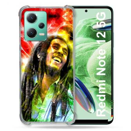 Coque Renforcée En Verre Trempé Pour Xiaomi Redmi Note 12 5G Musique Bob Marley Color