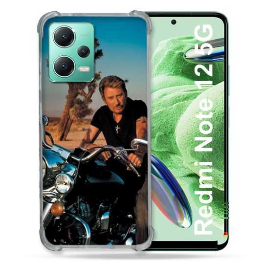 Coque Renforcée En Verre Trempé Pour Xiaomi Redmi Note 12 5G Musique Johnny Hallyday Moto