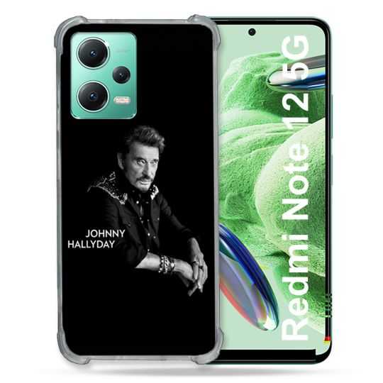 Coque Renforcée En Verre Trempé Pour Xiaomi Redmi Note 12 5G Musique Johnny Hallyday Noir