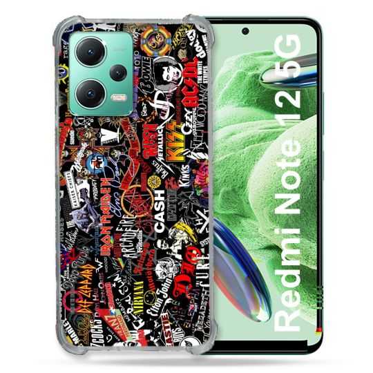 Coque Renforcée En Verre Trempé Pour Xiaomi Redmi Note 12 5G Musique Rock Groupe