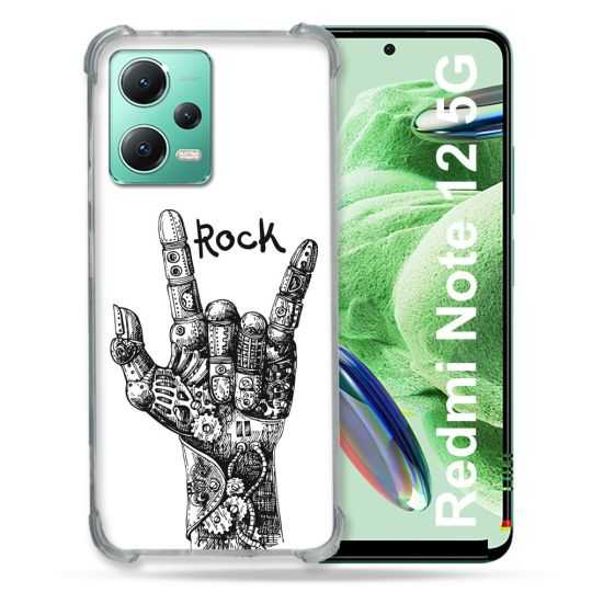 Coque Renforcée En Verre Trempé Pour Xiaomi Redmi Note 12 5G Musique Rock Main