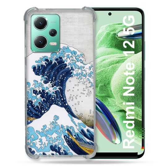 Coque Renforcée En Verre Trempé Pour Xiaomi Redmi Note 12 5G Peinture La Grande Vague