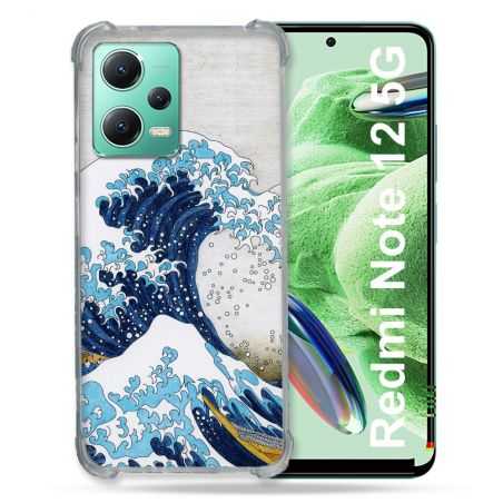 Coque Renforcée En Verre Trempé Pour Xiaomi Redmi Note 12 5G Peinture La Grande Vague