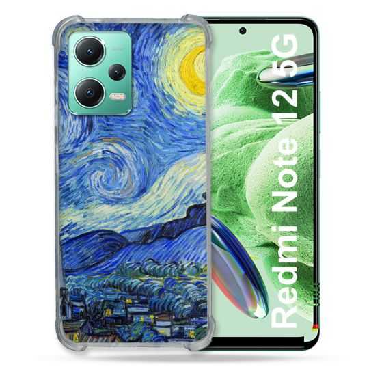 Coque Renforcée En Verre Trempé Pour Xiaomi Redmi Note 12 5G Peinture La nuit étoilée