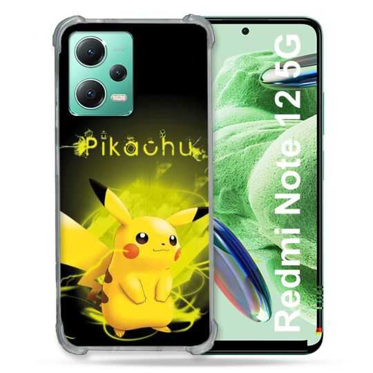 Coque Renforcée En Verre Trempé Pour Xiaomi Redmi Note 12 5G Pokemon Pikachu Eclair