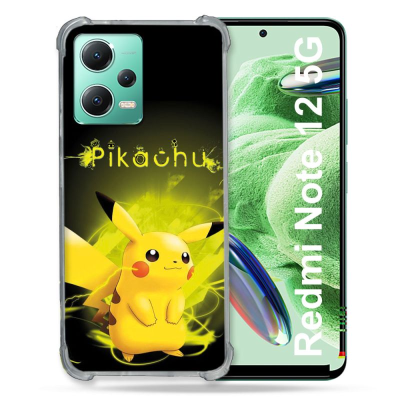 Coque Renforcée En Verre Trempé Pour Xiaomi Redmi Note 12 5G Pokemon Pikachu Eclair