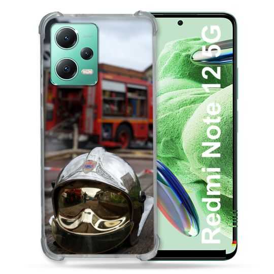 Coque Renforcée En Verre Trempé Pour Xiaomi Redmi Note 12 5G Pompier Casque Camion