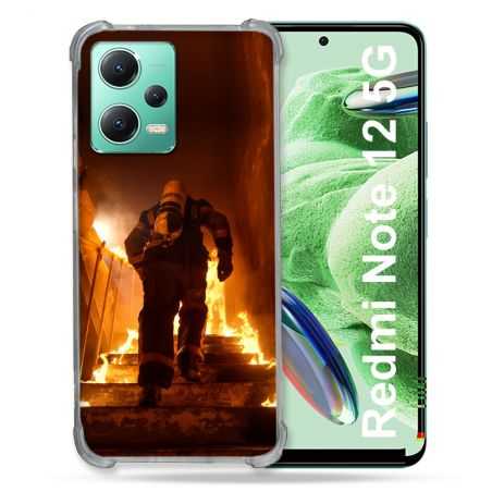 Coque Renforcée En Verre Trempé Pour Xiaomi Redmi Note 12 5G Pompier Escalier