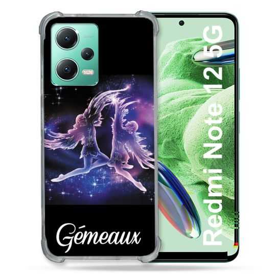 Coque Renforcée En Verre Trempé Pour Xiaomi Redmi Note 12 5G Signe Zodiaque 2 Gémeaux