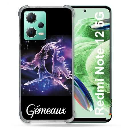 Coque Renforcée En Verre Trempé Pour Xiaomi Redmi Note 12 5G Signe Zodiaque 2 Gémeaux