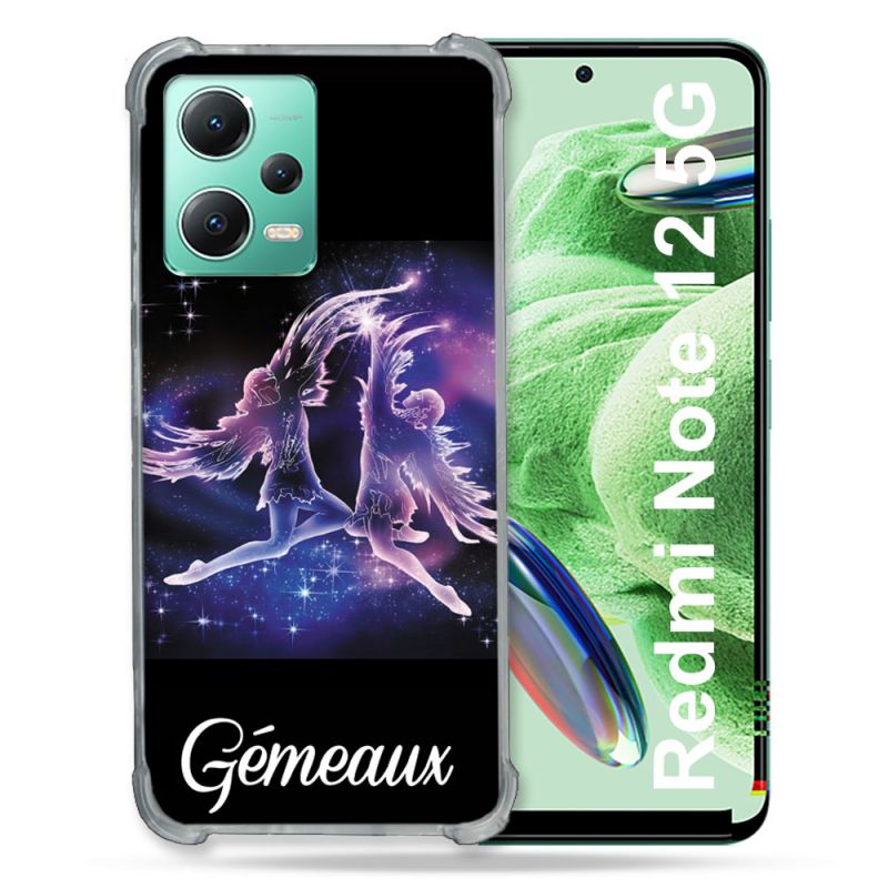 Coque Renforcée En Verre Trempé Pour Xiaomi Redmi Note 12 5G Signe Zodiaque 2 Gémeaux
