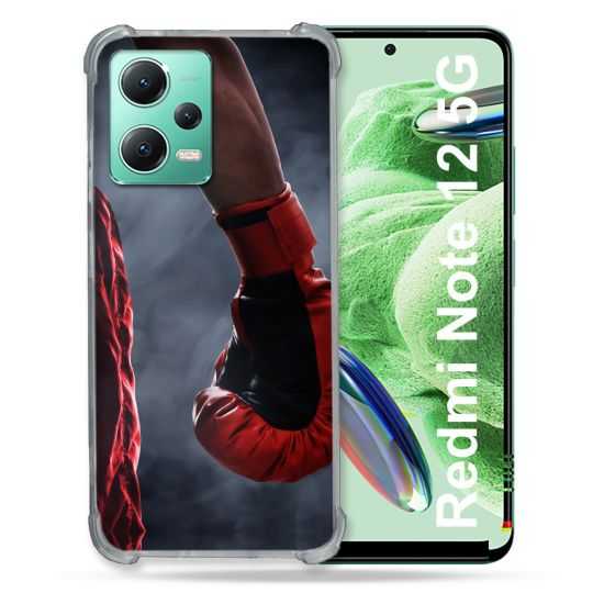 Coque Renforcée En Verre Trempé Pour Xiaomi Redmi Note 12 5G Sport Boxe Gant Rouge