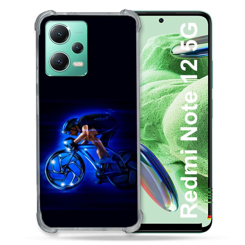 Coque Renforcée En Verre Trempé Pour Xiaomi Redmi Note 12 5G Sport Cyclisme Bleu