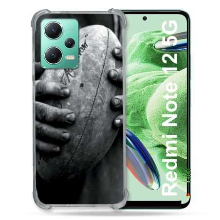Coque Renforcée En Verre Trempé Pour Xiaomi Redmi Note 12 5G Sport Rugby Ballon Vintage