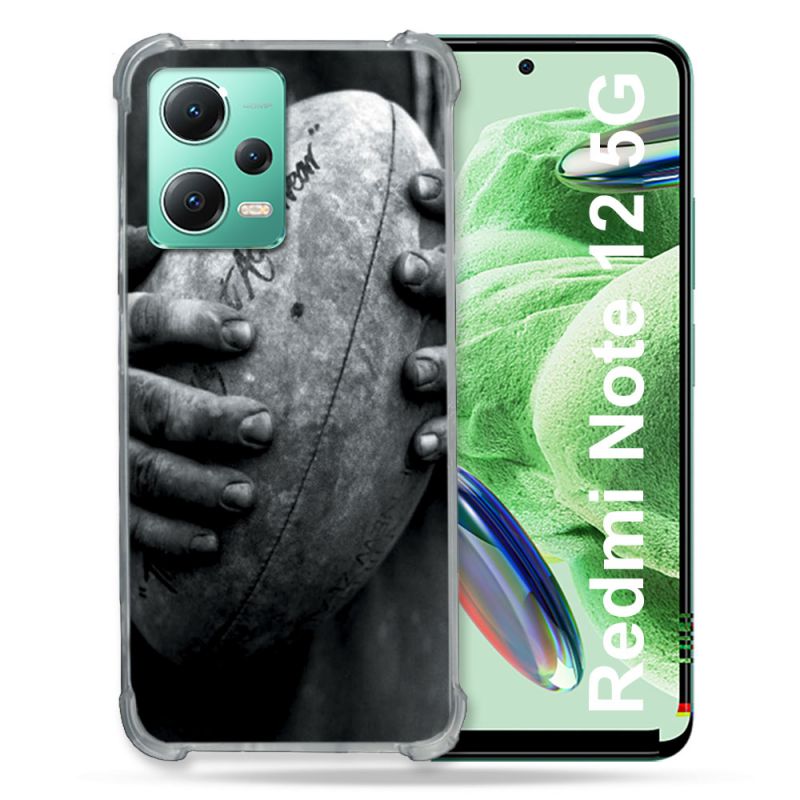 Coque Renforcée En Verre Trempé Pour Xiaomi Redmi Note 12 5G Sport Rugby Ballon Vintage