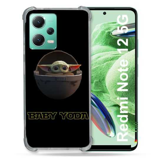 Coque Renforcée En Verre Trempé Pour Xiaomi Redmi Note 12 5G Star Wars - Yoda bebe noir