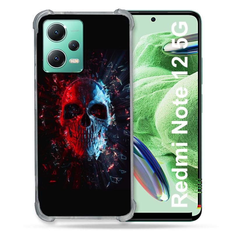 Coque Renforcée En Verre Trempé Pour Xiaomi Redmi Note 12 5G Tete de Mort Deflagration