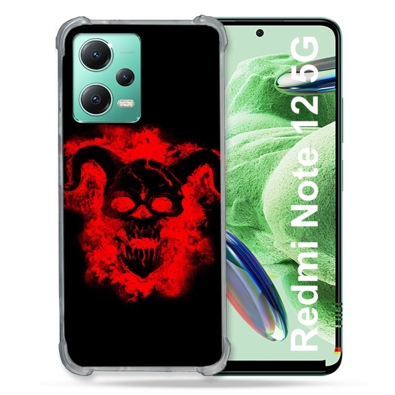 Coque Renforcée En Verre Trempé Pour Xiaomi Redmi Note 12 5G Tete de Mort Diable