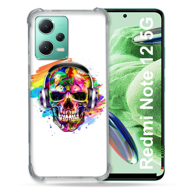 Coque Renforcée En Verre Trempé Pour Xiaomi Redmi Note 12 5G Tete de Mort Tag