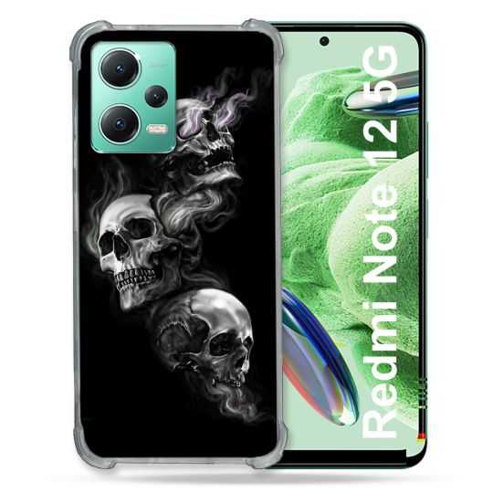 Coque Renforcée En Verre Trempé Pour Xiaomi Redmi Note 12 5G Tete de Mort Triple