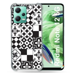 Coque Renforcée En Verre Trempé Pour Xiaomi Redmi Note 12 5G Texture Carreau Ciment Noir