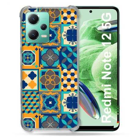 Coque Renforcée En Verre Trempé Pour Xiaomi Redmi Note 12 5G Texture Carreau Ciment Orange