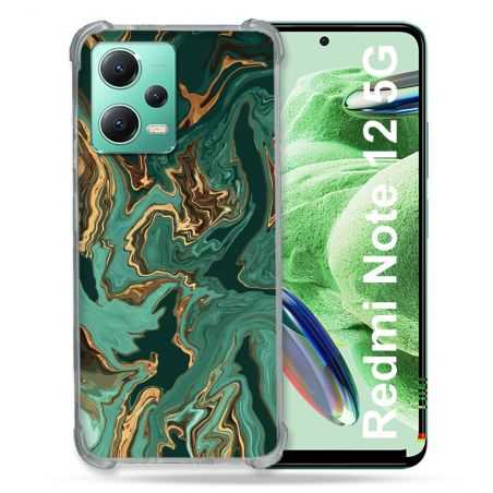 Coque Renforcée En Verre Trempé Pour Xiaomi Redmi Note 12 5G Texture Marbre Vert