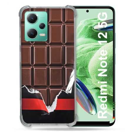Coque Renforcée En Verre Trempé Pour Xiaomi Redmi Note 12 5G Texture Trompe Oeil Chocolat