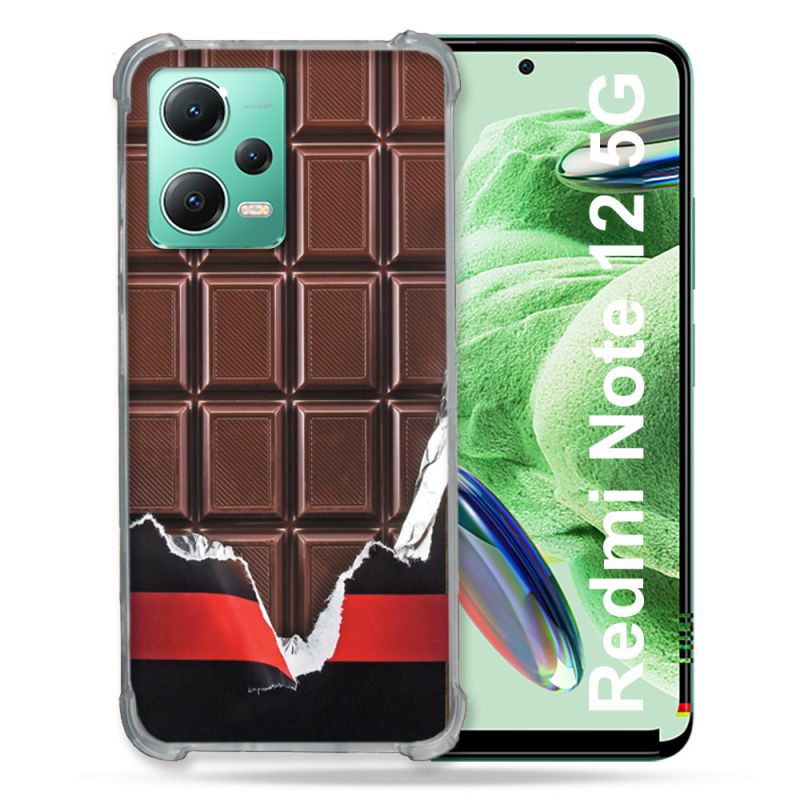 Coque Renforcée En Verre Trempé Pour Xiaomi Redmi Note 12 5G Texture Trompe Oeil Chocolat