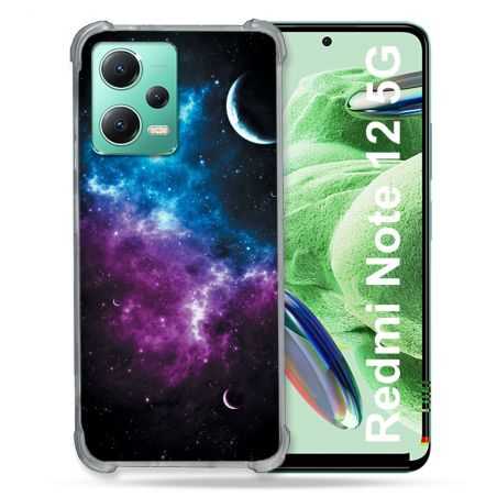 Coque Renforcée En Verre Trempé Pour Xiaomi Redmi Note 12 5G Univers Bleu Violet