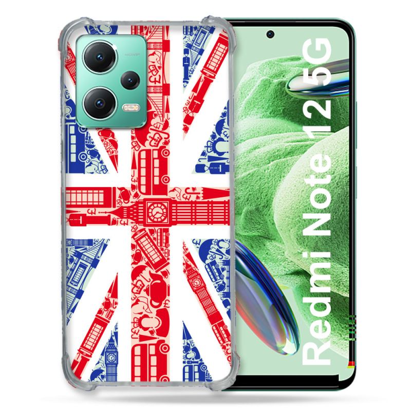 Coque Renforcée En Verre Trempé Pour Xiaomi Redmi Note 12 5G Voyage Angleterre Blanc