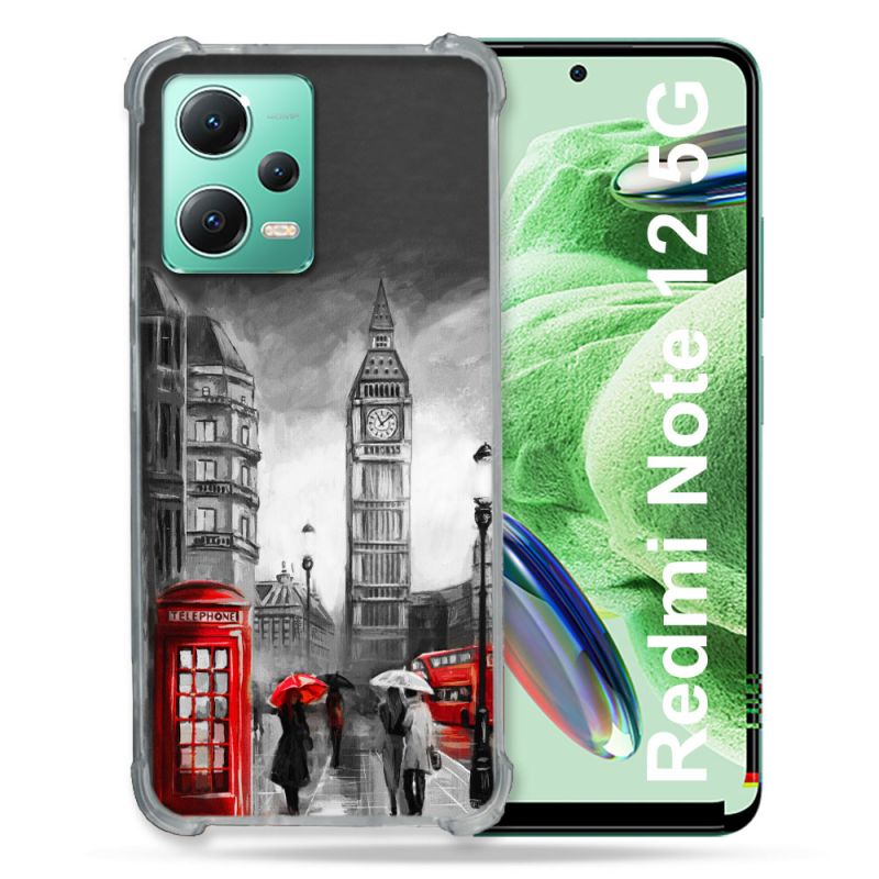 Coque Renforcée En Verre Trempé Pour Xiaomi Redmi Note 12 5G Voyage Angleterre Londres Vintage
