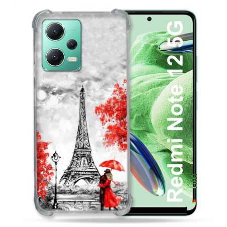 Coque Renforcée En Verre Trempé Pour Xiaomi Redmi Note 12 5G Voyage France Paris Rouge