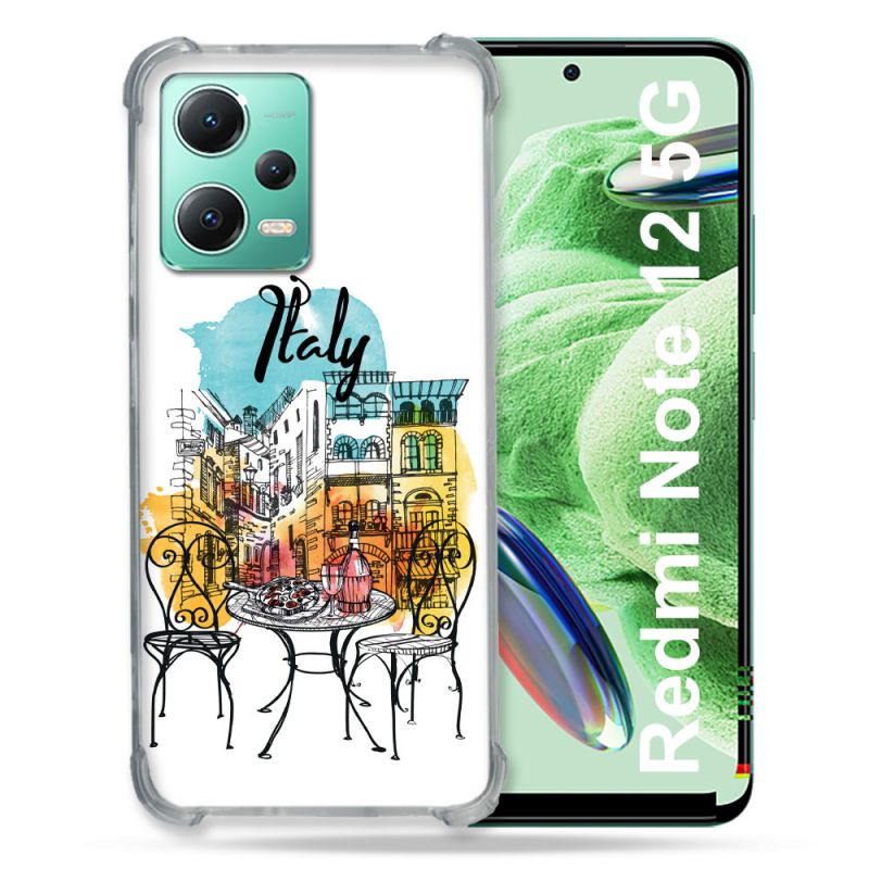 Coque Renforcée En Verre Trempé Pour Xiaomi Redmi Note 12 5G Voyage Italie Vintage
