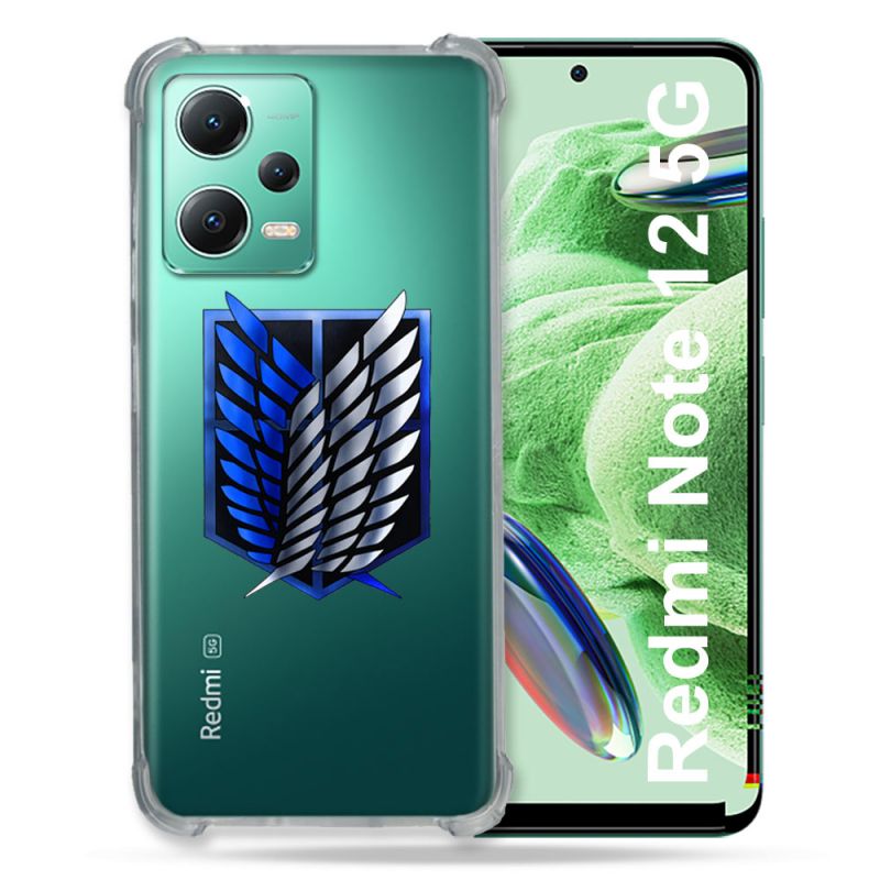 Coque Transparente Renforcée En Verre Trempé Pour Xiaomi Redmi Note 12 5G Attaque Titan Logo