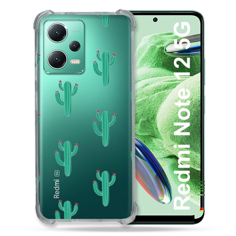 Coque Transparente Renforcée En Verre Trempé Pour Xiaomi Redmi Note 12 5G Cactus